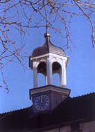 Restored clock tower at Lumley Castle Hotel